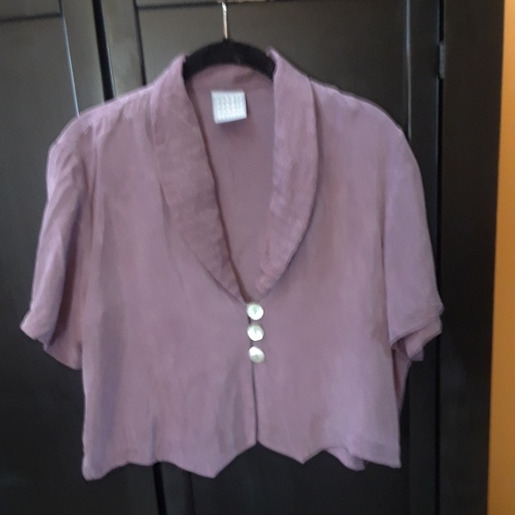 Rabbit Violet Collar 3 Button Crop Blazer 12 - Picture 1 of 4